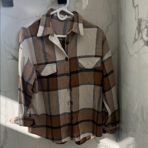 Plaid Button-Up Flannel Shirt